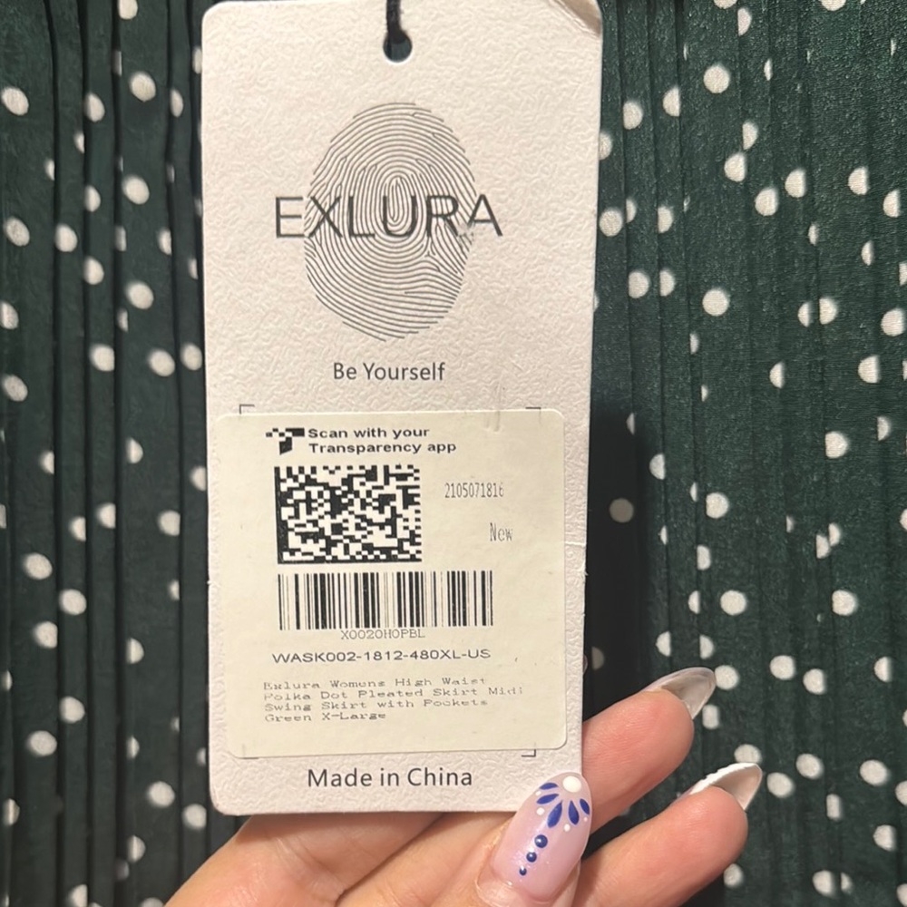 NWT Target Green White Polka Dot Pleated Midi Skirt Elastic Waist - Picture 5 of 7